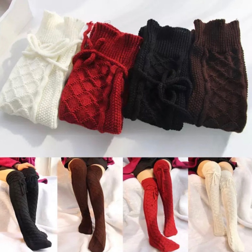 Thigh High Winter Socks Black - Picture 6 of 7